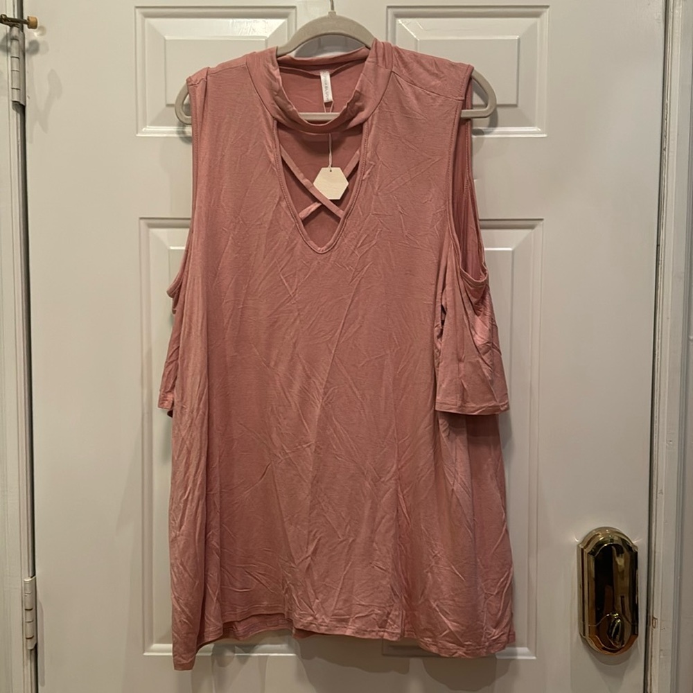 3X pink blush pink maternity top